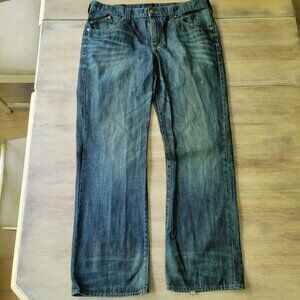 ROCK & REPUBLIC Men’s Jeans Straight Leg Size 38x32 Embroidered Medium Wash